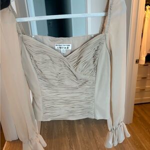 Chetta B Taupe Ruched Blouse